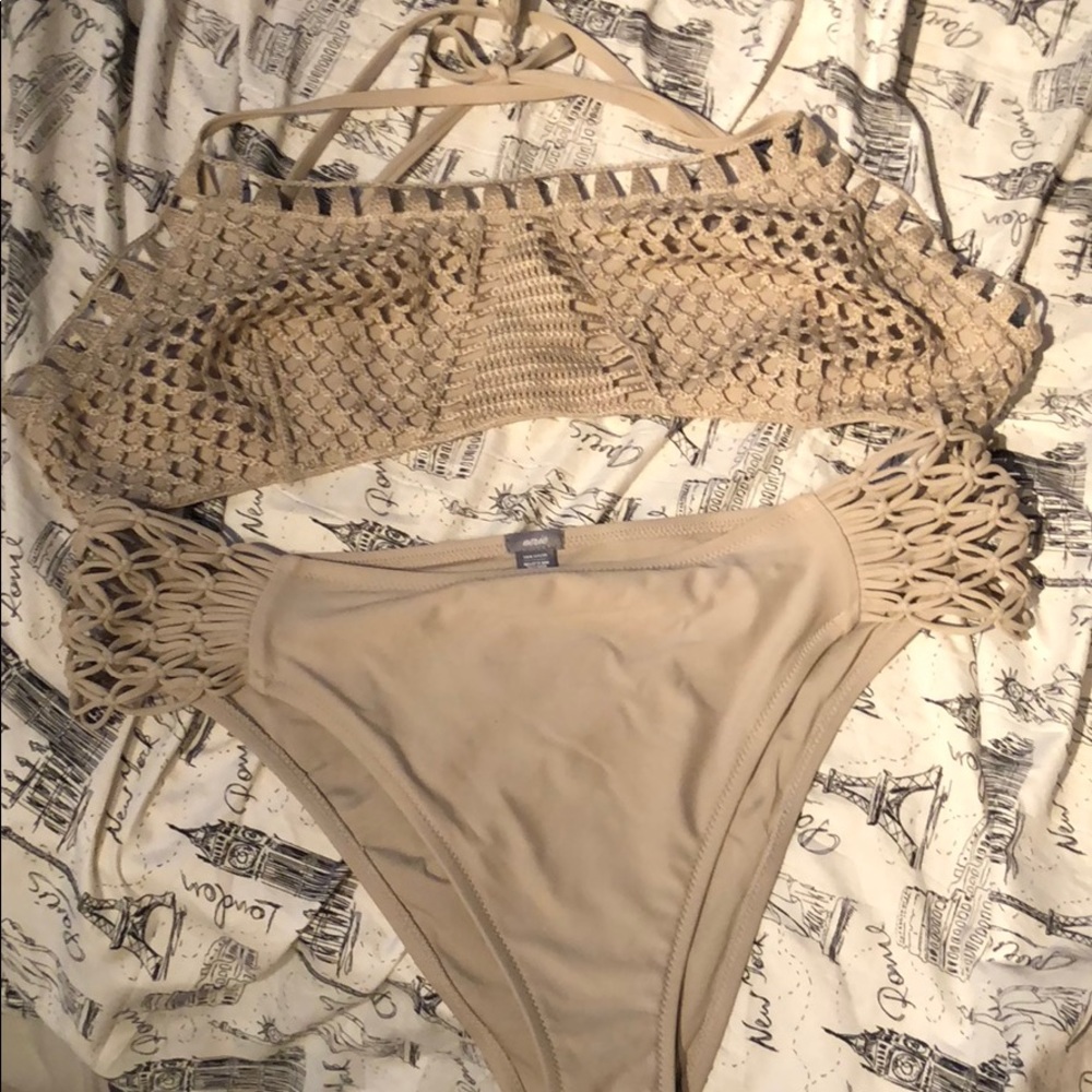 Beige crocheted bikini